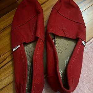 TOMS Bold Red Canvas Slip-Ons